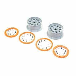 Losi 1/5 Front/Rear 4.75 Beadlock Wheels, 24mm Hex, Silver/Orange (2): DBXL-E 2.0 for Tires & Wheels